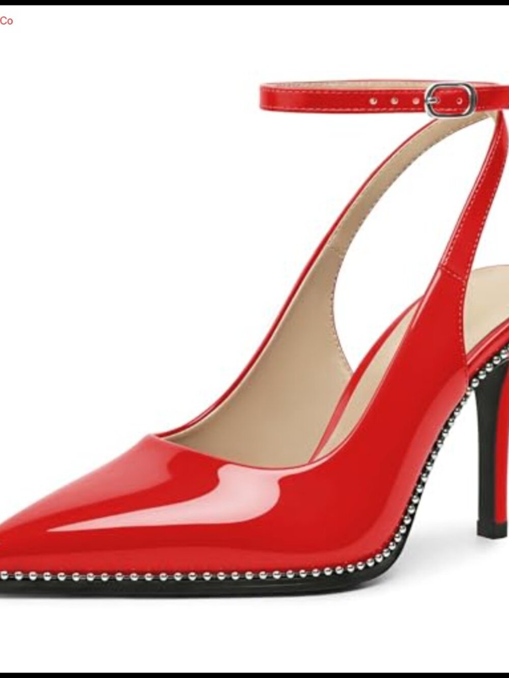 Women's Slingback Heels Ankle Strap Pointed Toe Stilettos Beaded Pumps